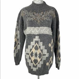 3/$20 Vintage Santoria Silk Angora Hair Beaded Sweater Grandma‎ Medium Lambswool